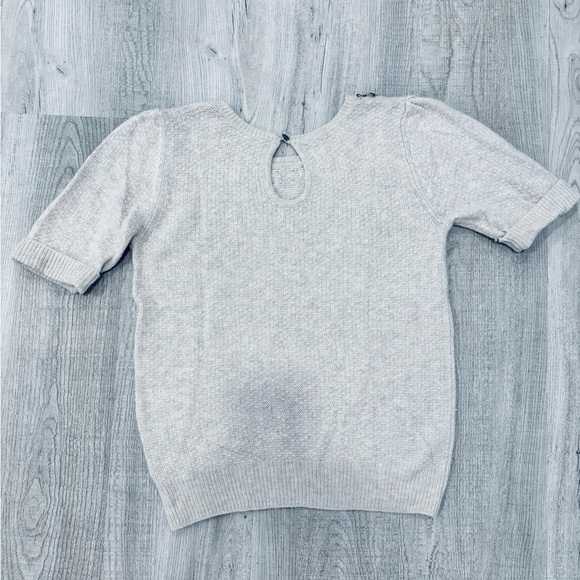 Free People Beaded Cream Short Sleeve Wool Rabbit Hair Sweater Small - Picture 7 of 9